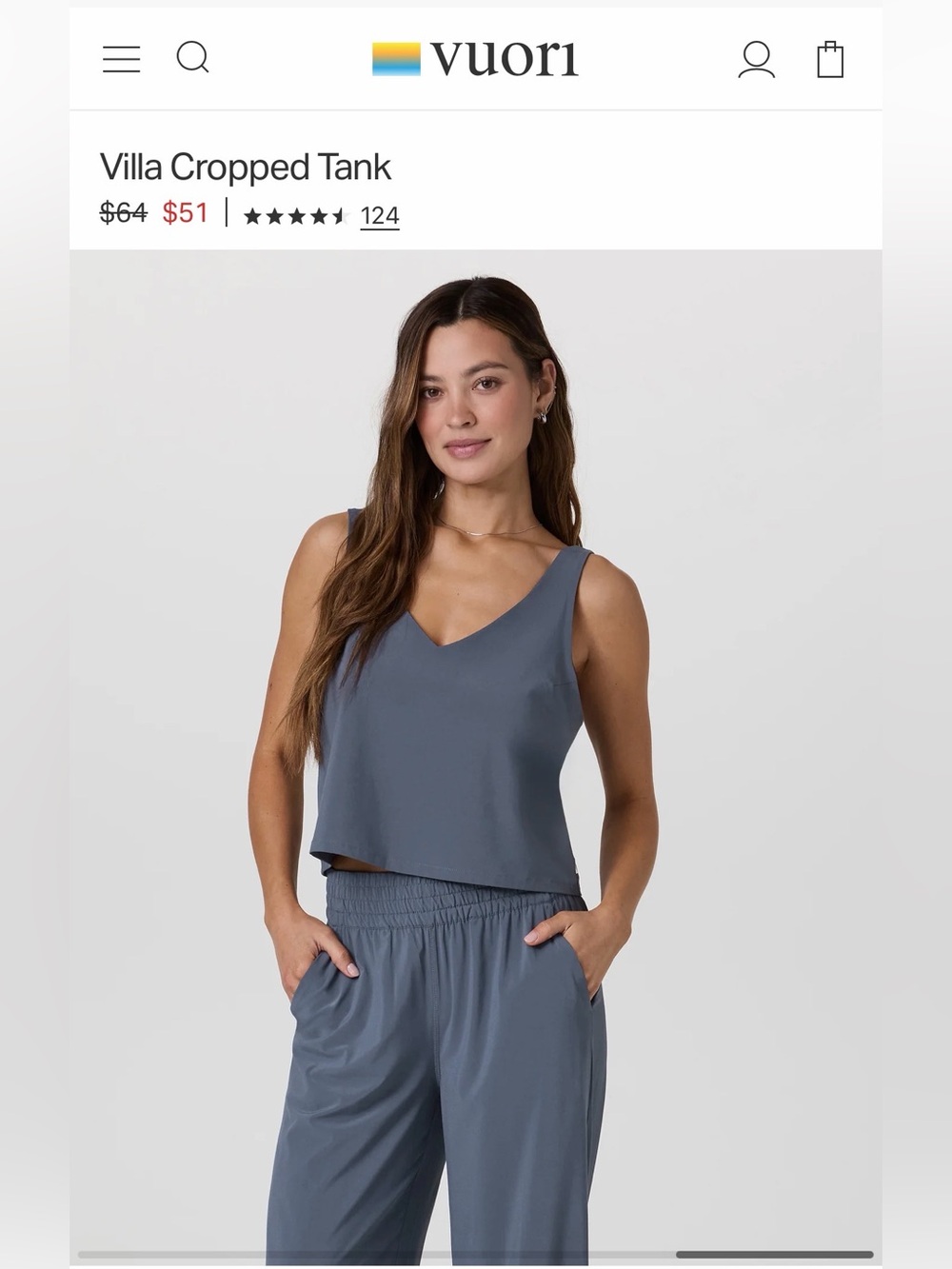 Vuori Women’s Villa Cropped Tank Azure